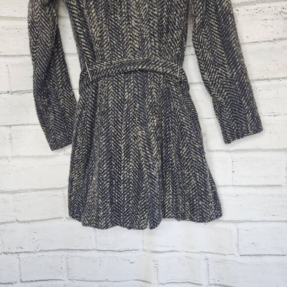 Zara Basic Women's Gray Textured Tweed Full Zip Lined Hooded Coat Size Small - Picture 9 of 15